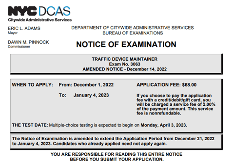 DCAS Traffic Device Maintainer Exam