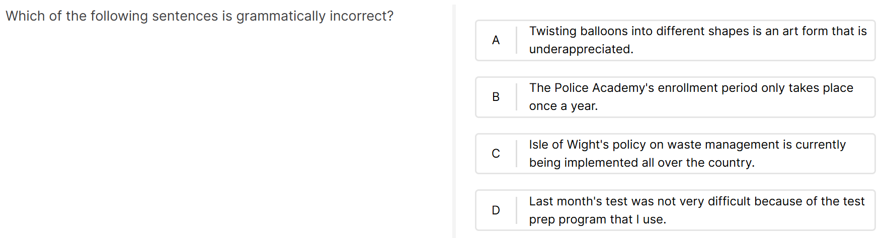Written Communication example question