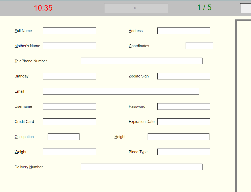 audio data entry sample question