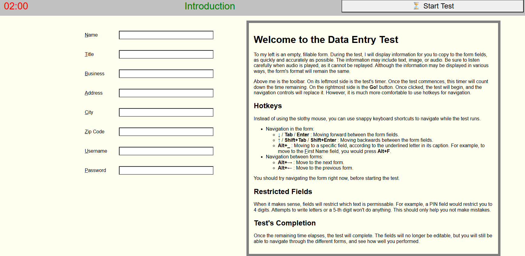 Kenexa Data Entry sample