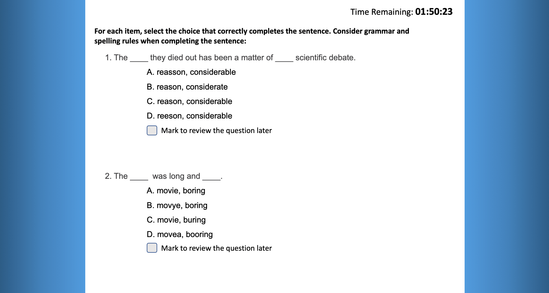 DMV Representative Test Interface